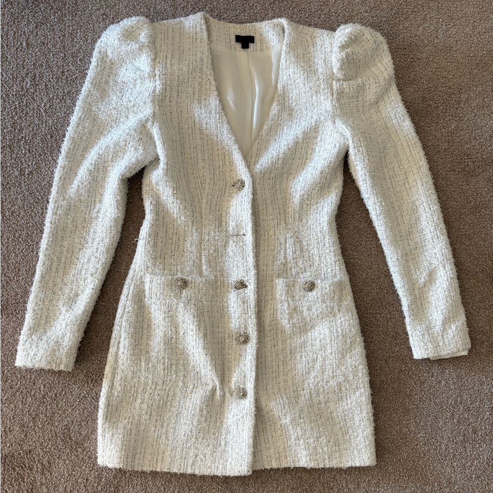 NBD White Long Sleeve Dress